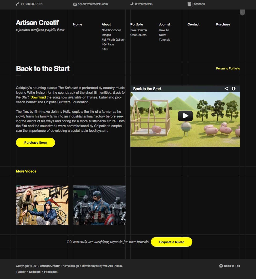 Artisan Creatif Portfolio Dark