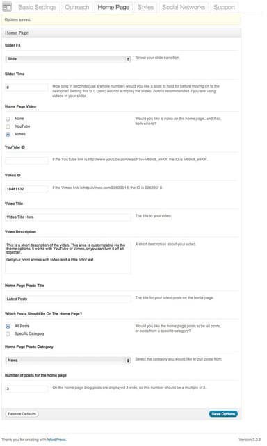 Outreach Homepage Setting