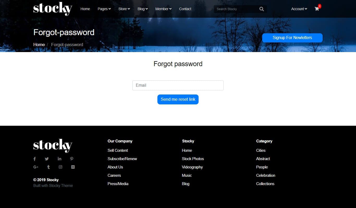 Stocky Jekyll Forgot Password Page