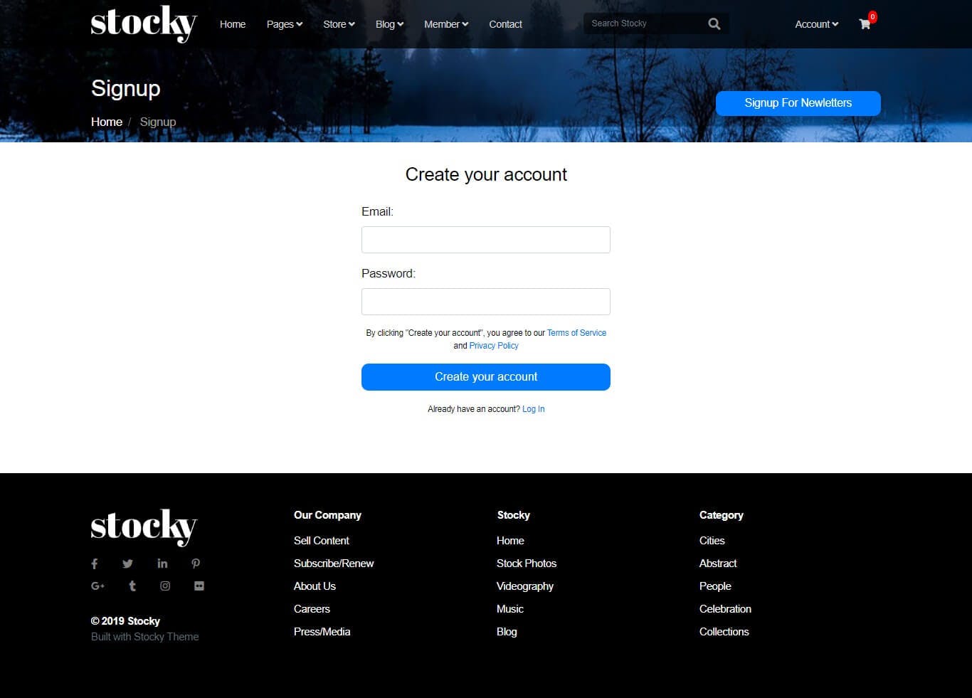 Stocky Jekyll Signup Page